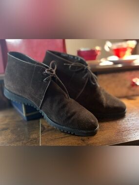 Salvatore Ferragamo Faux-Fur-Lined Brown Suede Ankle Boots size 9